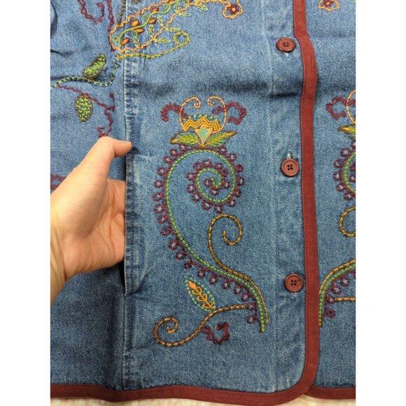 Vintage Denim & Co Women Small 2 pc set slacks and Embroidered Jean Jacket New - Picture 7 of 15